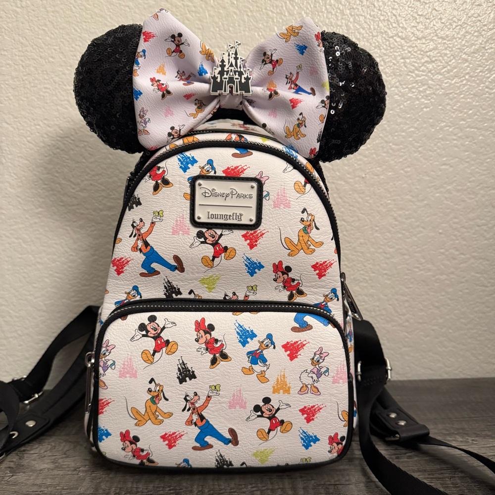 Loungefly Disney Mickey and Friends classic park backpack and matching ears